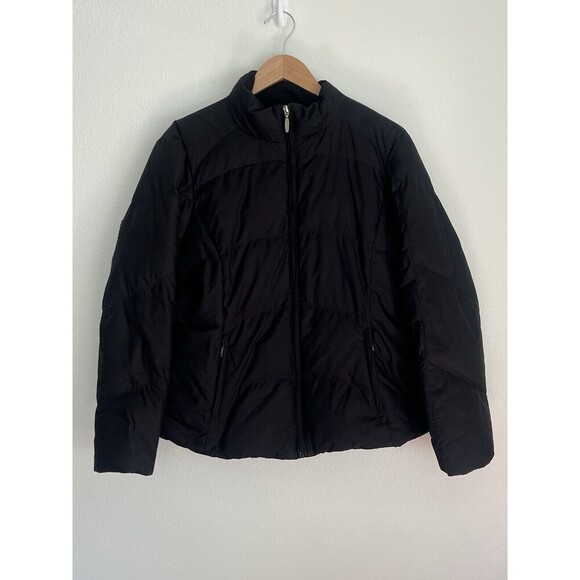 Eddie Bauer Jacket Women's Large Premium Goose Down Black Quilted Full Zip - Picture 1 of 10
